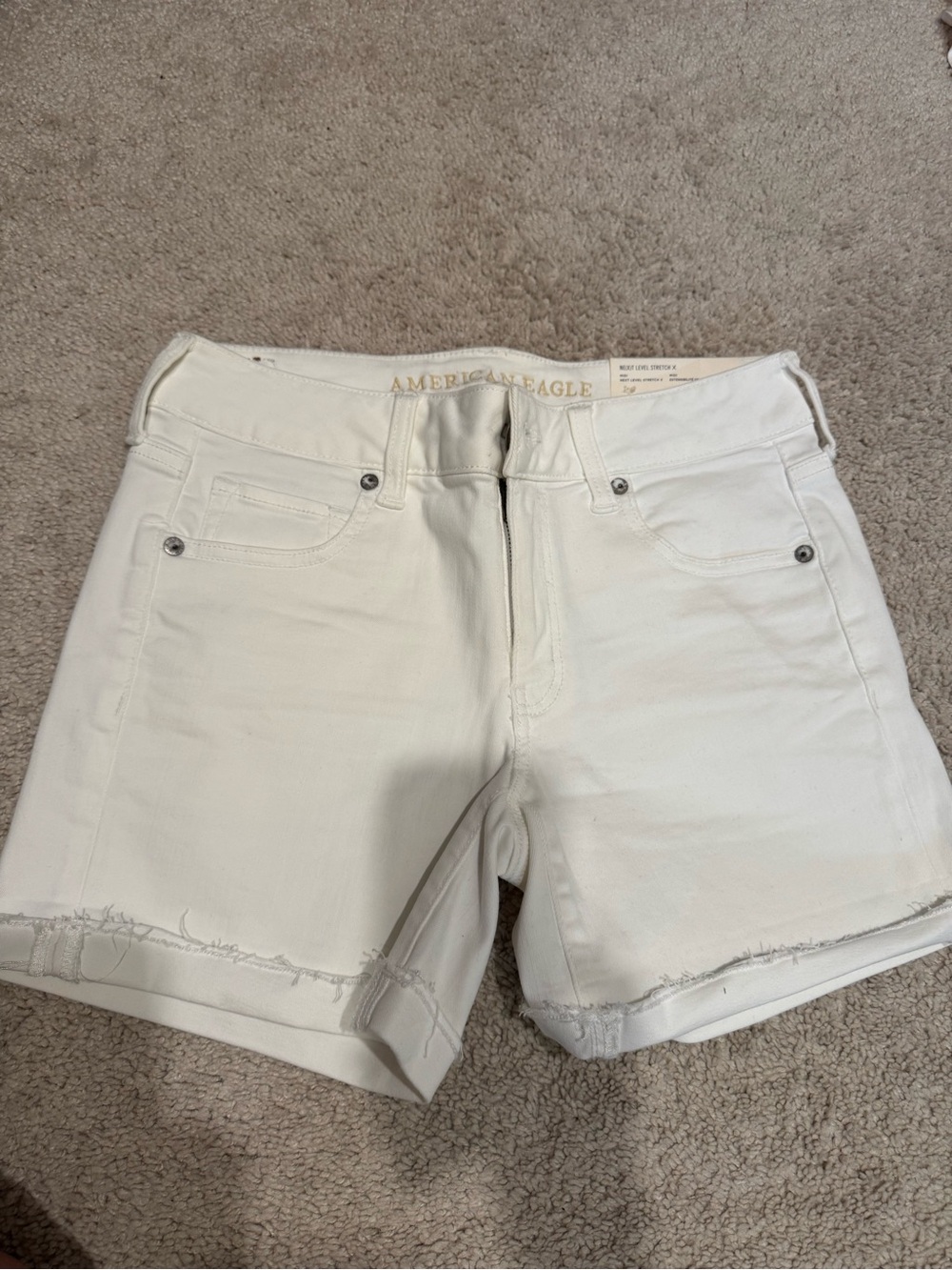 American Eagle Outfitters Cream White Denim Cutoff Shorts